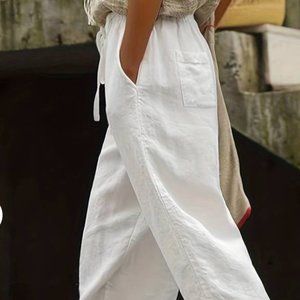 Womens Casual Elastic Waist Drawstring Pants